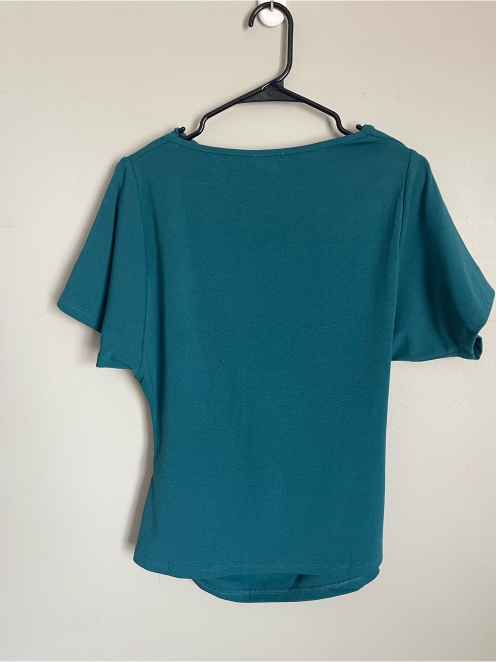 OGL | Teal Asymmetrical Cowl Neck Ruched Top Sz XL - Picture 9 of 11